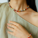 Summer Tomato Colorful Natural Stone Necklace gembea jewelry