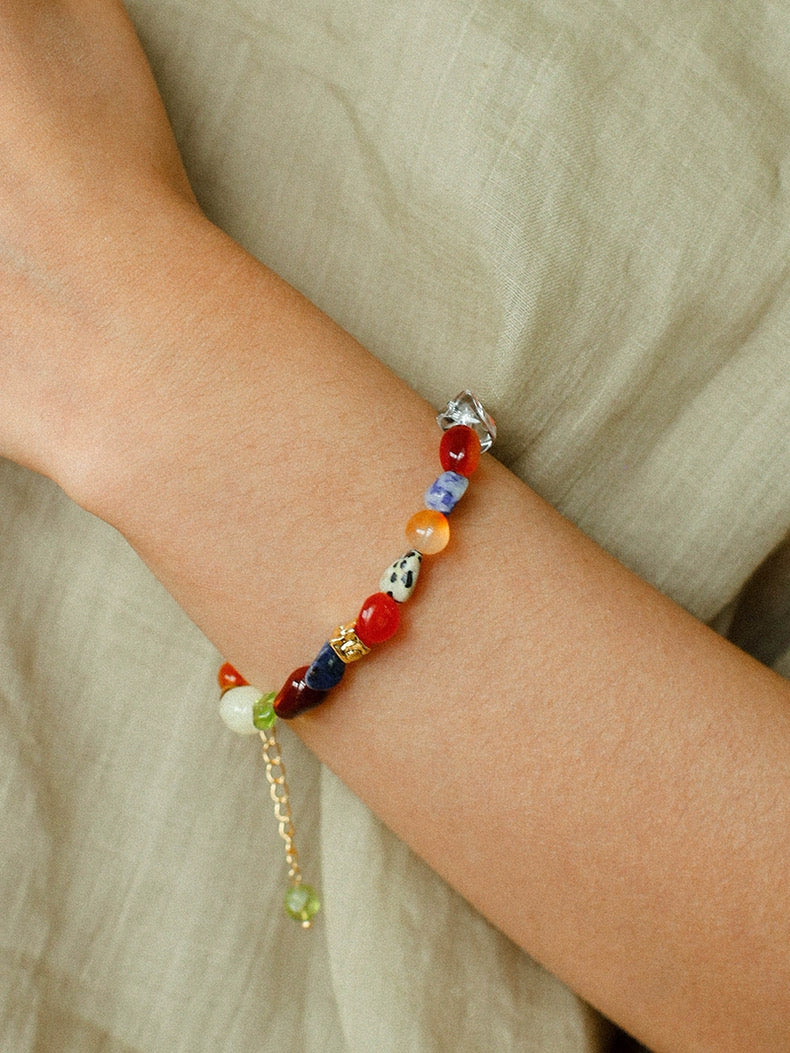 Summer Tomato Colorful Natural Stone Bracelet gembea jewelry