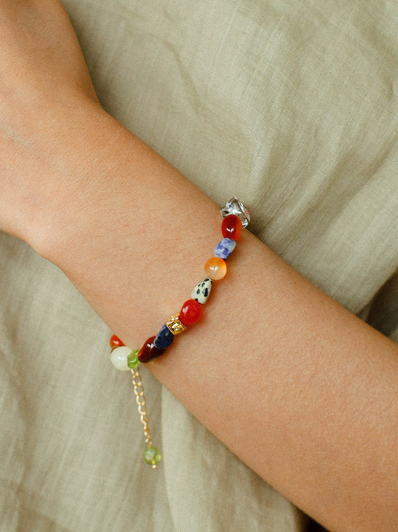 Summer Tomato Colorful Natural Stone Bracelet gembea jewelry