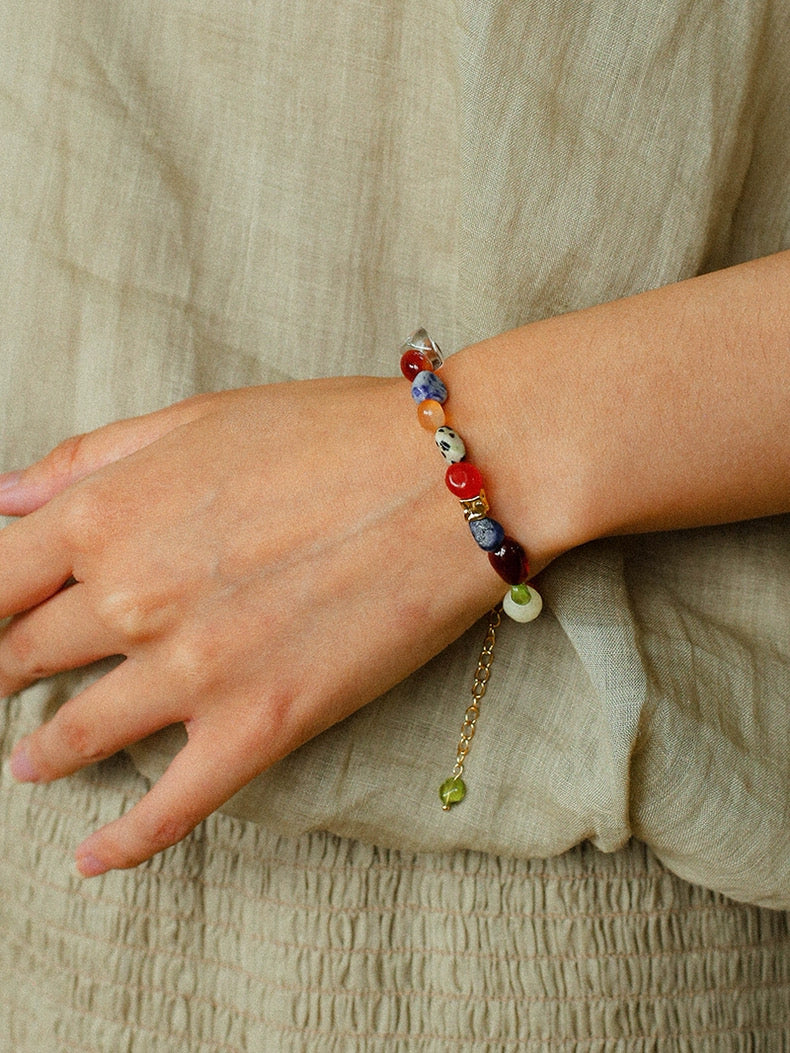 Summer Tomato Colorful Natural Stone Bracelet gembea jewelry
