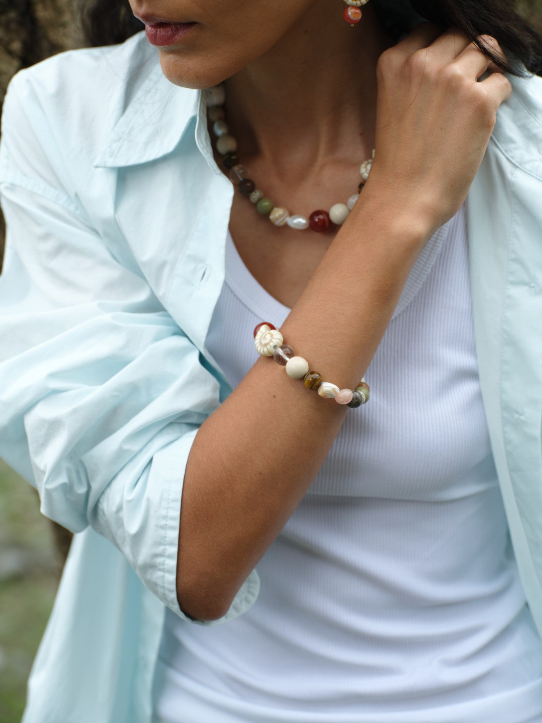 Summer Vacation Conch Shell Beaded Bracelet gembea jewelry