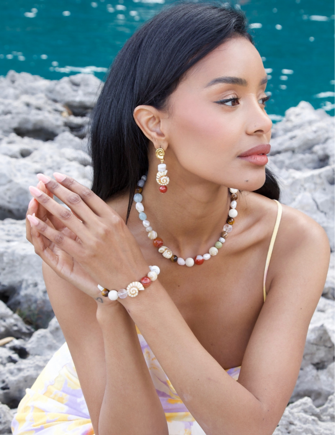 Summer Vacation Conch Shell Beaded Necklace gembea jewelry