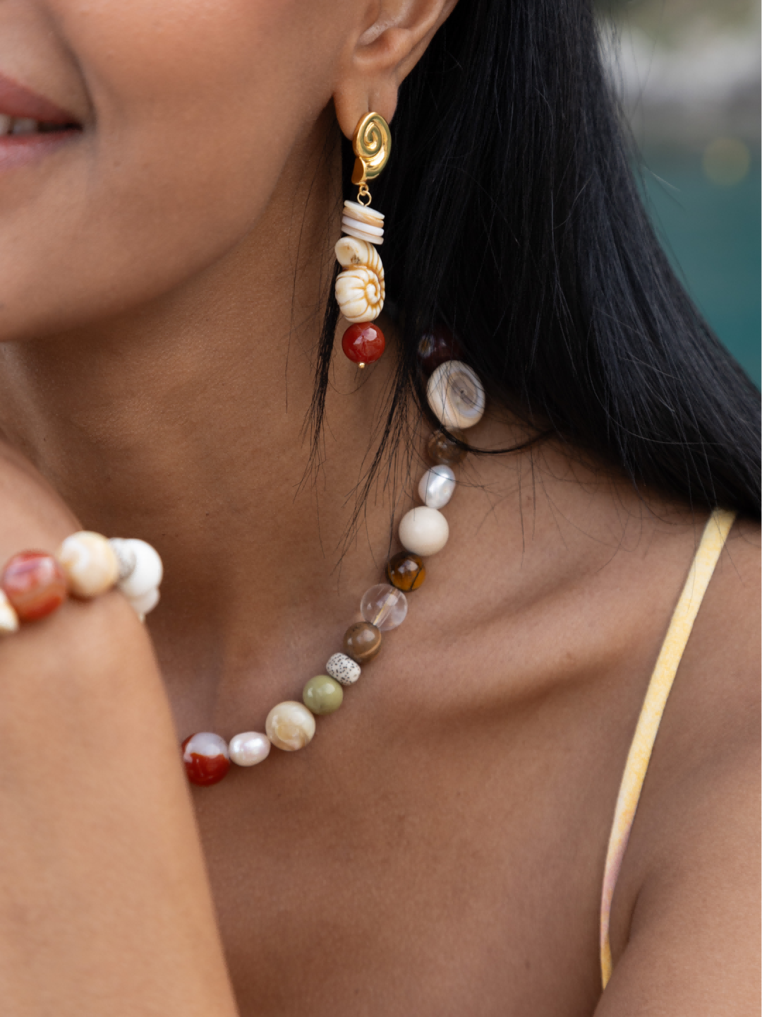 Summer Vacation Conch Shell Beaded Necklace gembea jewelry