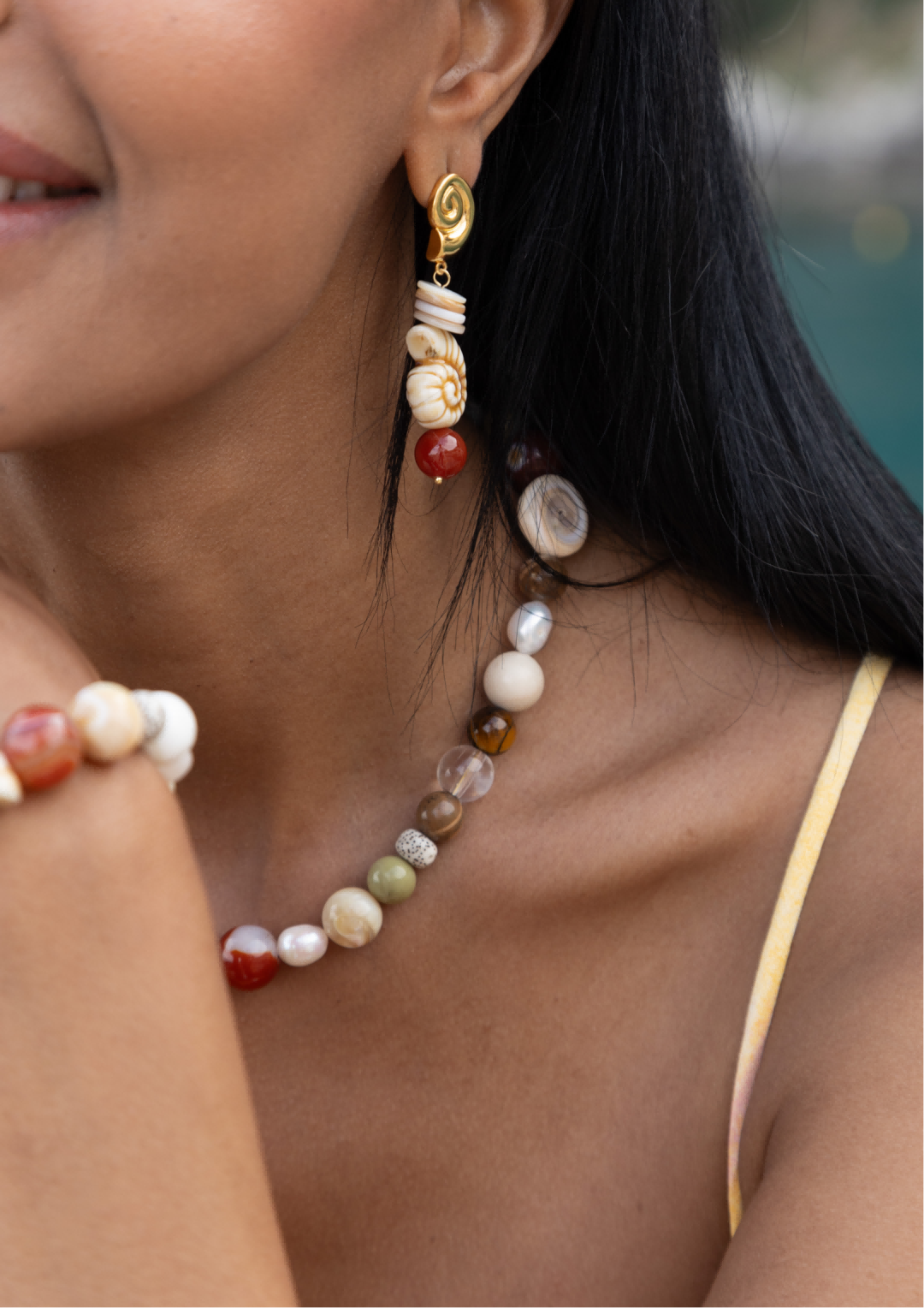 Summer Vacation Conch Shell Beaded Necklace gembea jewelry