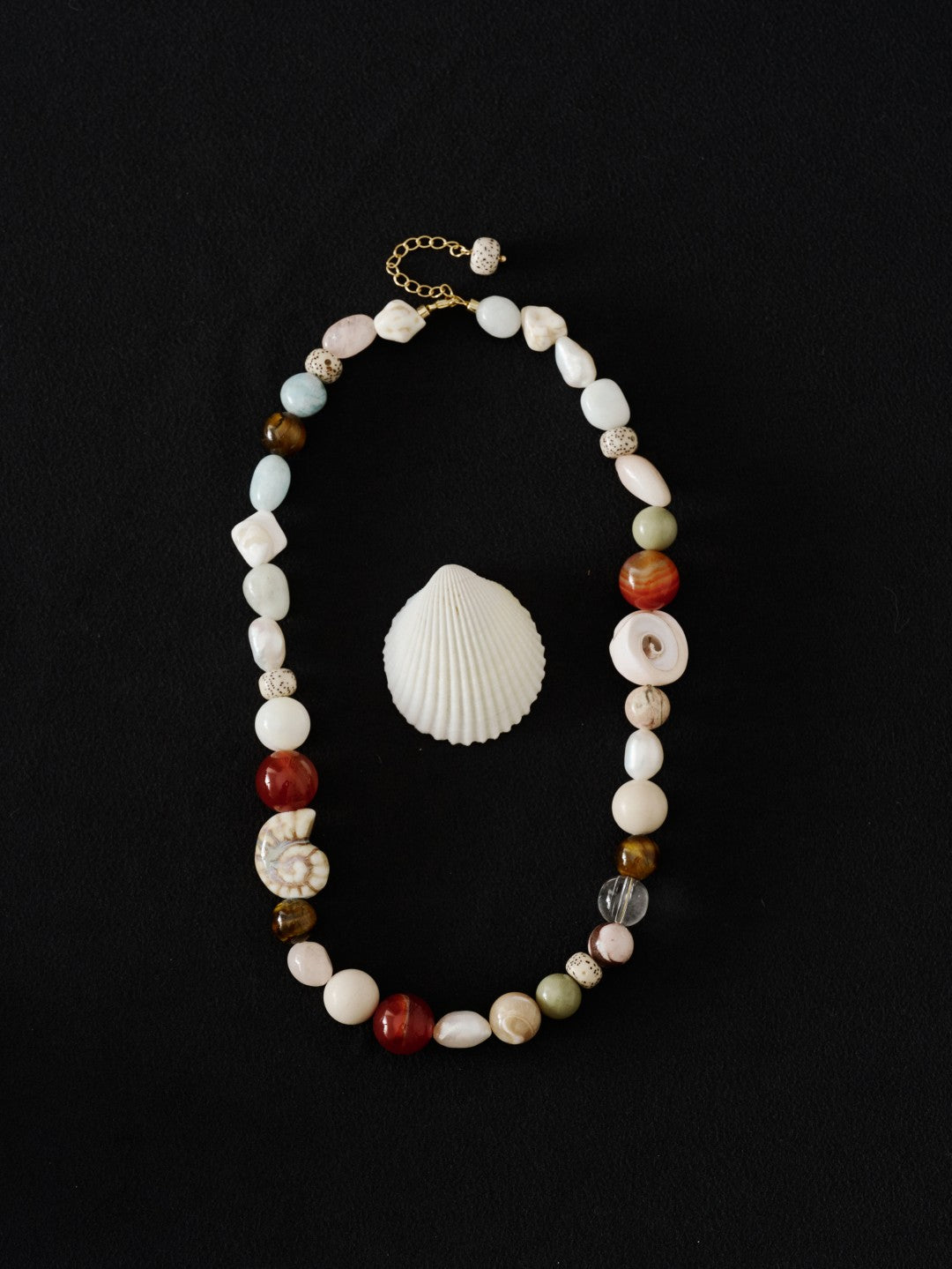 Summer Vacation Conch Shell Beaded Necklace gembea jewelry