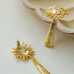 Sun Brushed Gold Silver Metal Drop Earrings gembea jewelry
