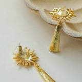 Sun Brushed Gold Silver Metal Drop Earrings gembea jewelry