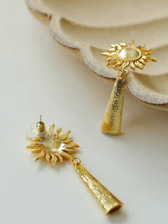 Sun Brushed Gold Silver Metal Drop Earrings gembea jewelry