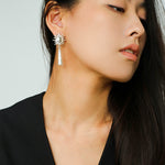 Sun Brushed Gold Silver Metal Drop Earrings gembea jewelry