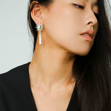 Sun Brushed Gold Silver Metal Drop Earrings gembea jewelry
