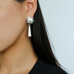 Sun Brushed Gold Silver Metal Drop Earrings gembea jewelry