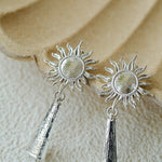Sun Brushed Gold Silver Metal Drop Earrings gembea jewelry