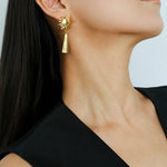Sun Brushed Gold Silver Metal Drop Earrings gembea jewelry