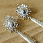Sun Brushed Gold Silver Metal Drop Earrings gembea jewelry