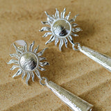 Sun Brushed Gold Silver Metal Drop Earrings gembea jewelry
