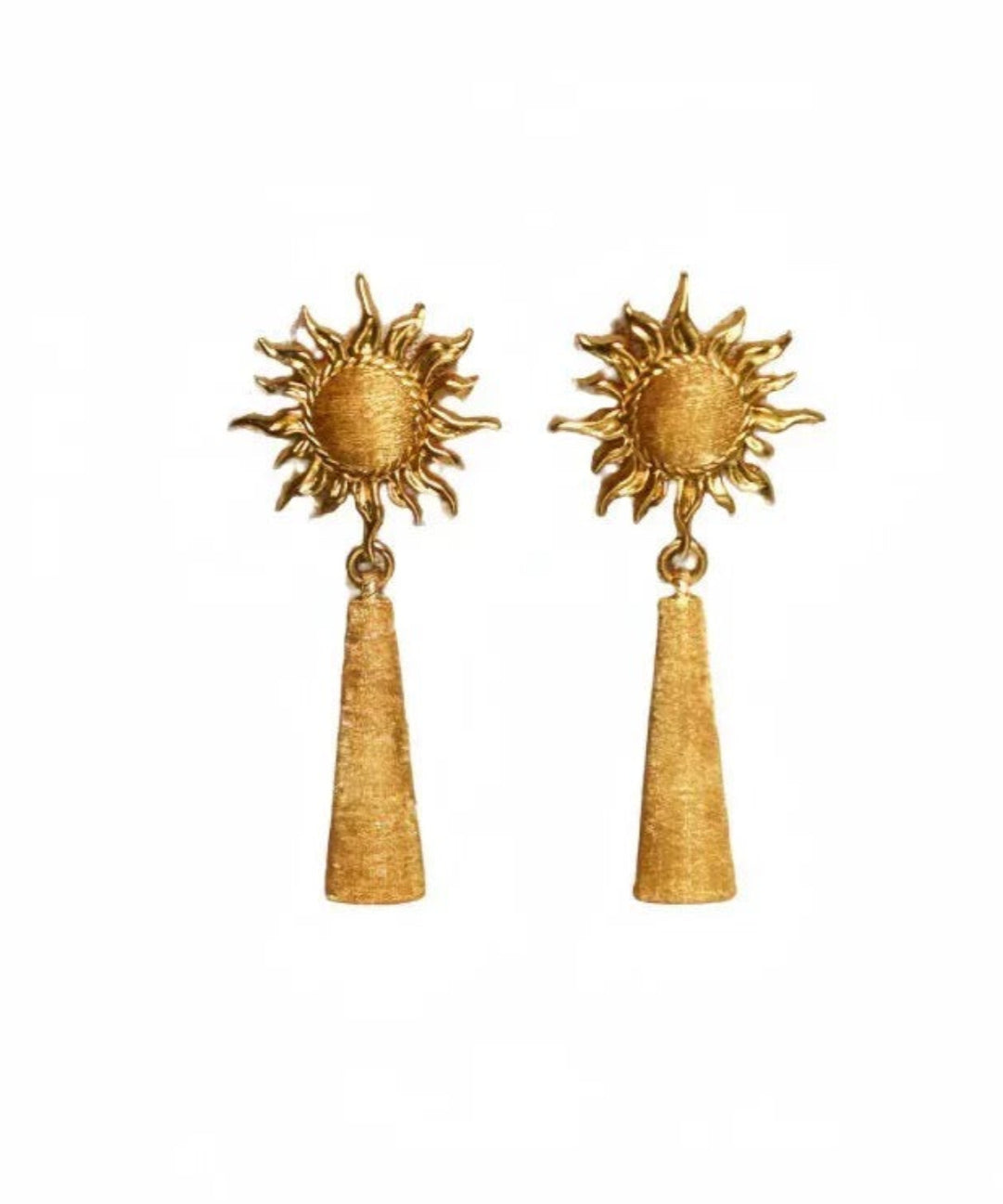 Sun Brushed Gold Silver Metal Drop Earrings gembea jewelry