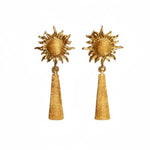 Sun Brushed Gold Silver Metal Drop Earrings gembea jewelry