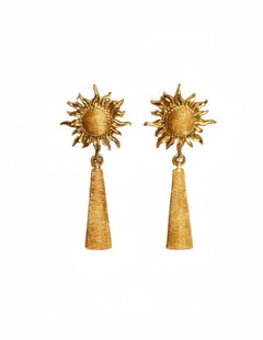 Sun Brushed Gold Silver Metal Drop Earrings gembea jewelry