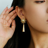 Sun Brushed Gold Silver Metal Drop Earrings gembea jewelry
