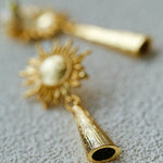 Sun Brushed Gold Silver Metal Drop Earrings gembea jewelry
