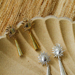 Sun Brushed Gold Silver Metal Drop Earrings gembea jewelry