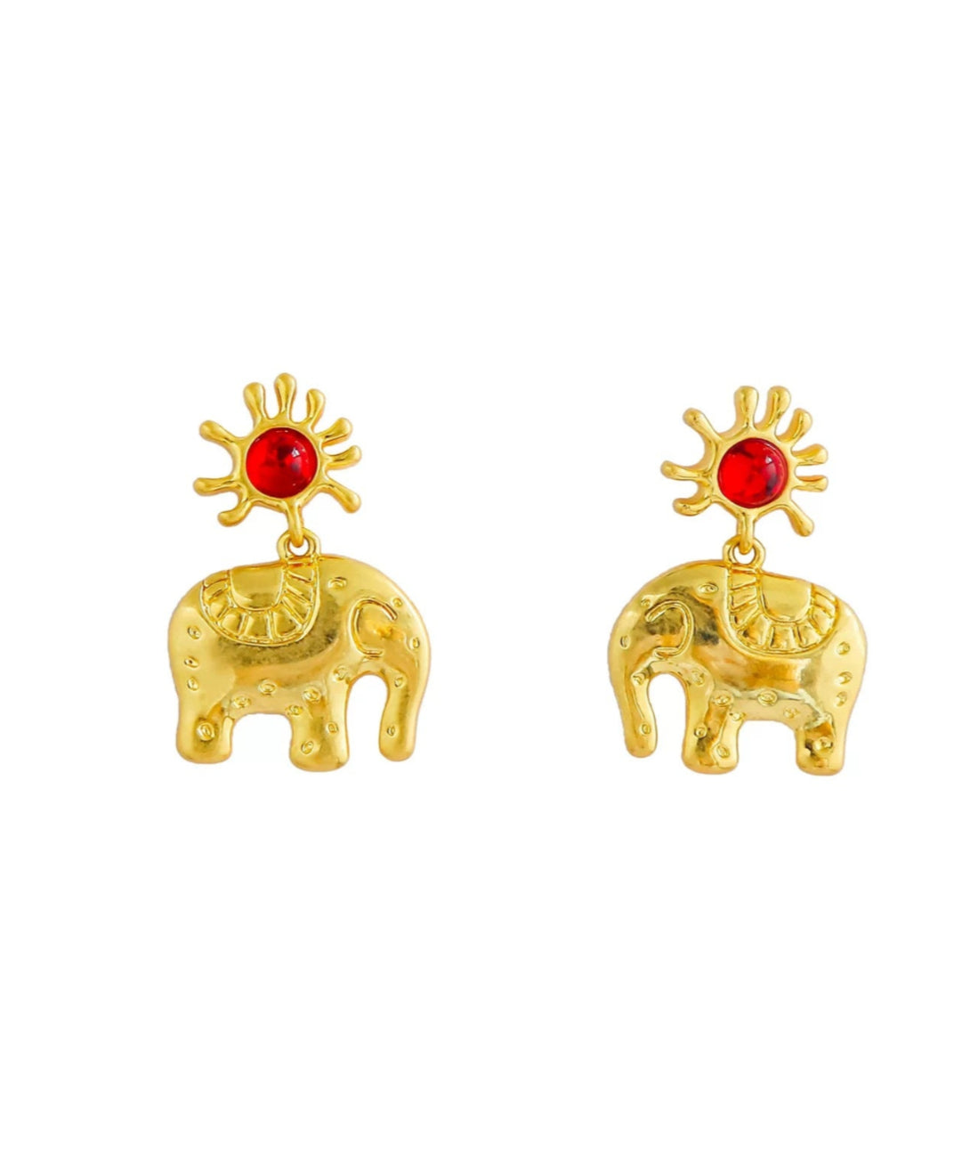 Sun Elephant Gold Silver Drop Earrings gembea jewelry