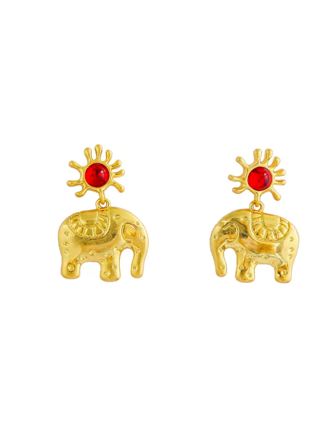 Sun Elephant Gold Silver Drop Earrings gembea jewelry