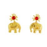 Sun Elephant Gold Silver Drop Earrings gembea jewelry
