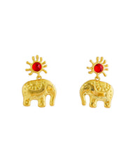 Sun Elephant Gold Silver Drop Earrings gembea jewelry