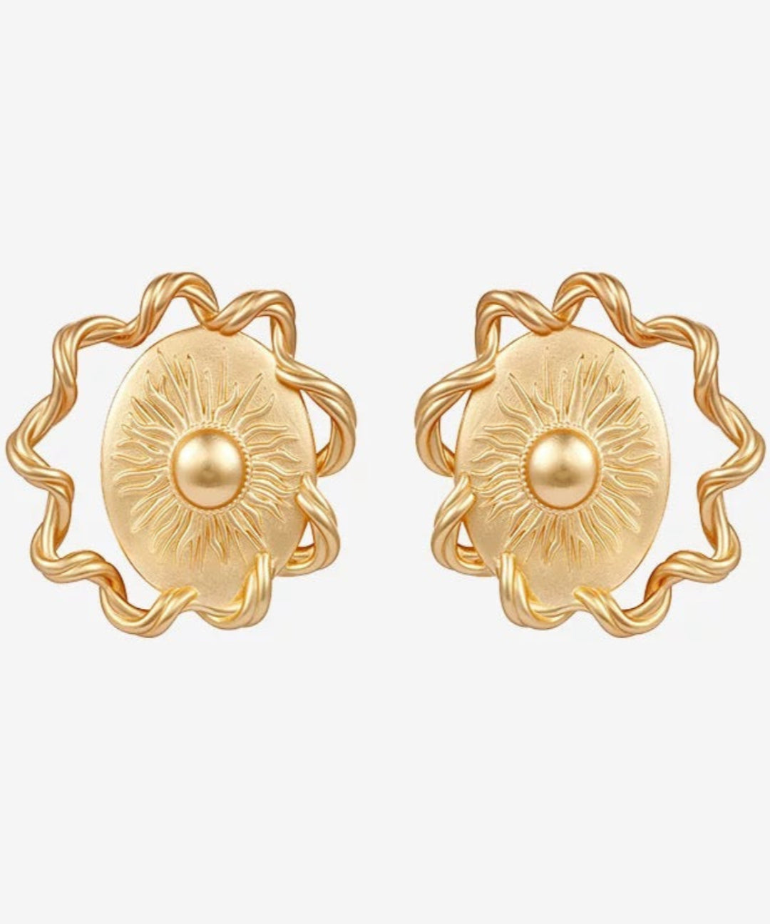 Sun Glow Bold Elegant Gold Silver Stud Earrings gembea jewelry