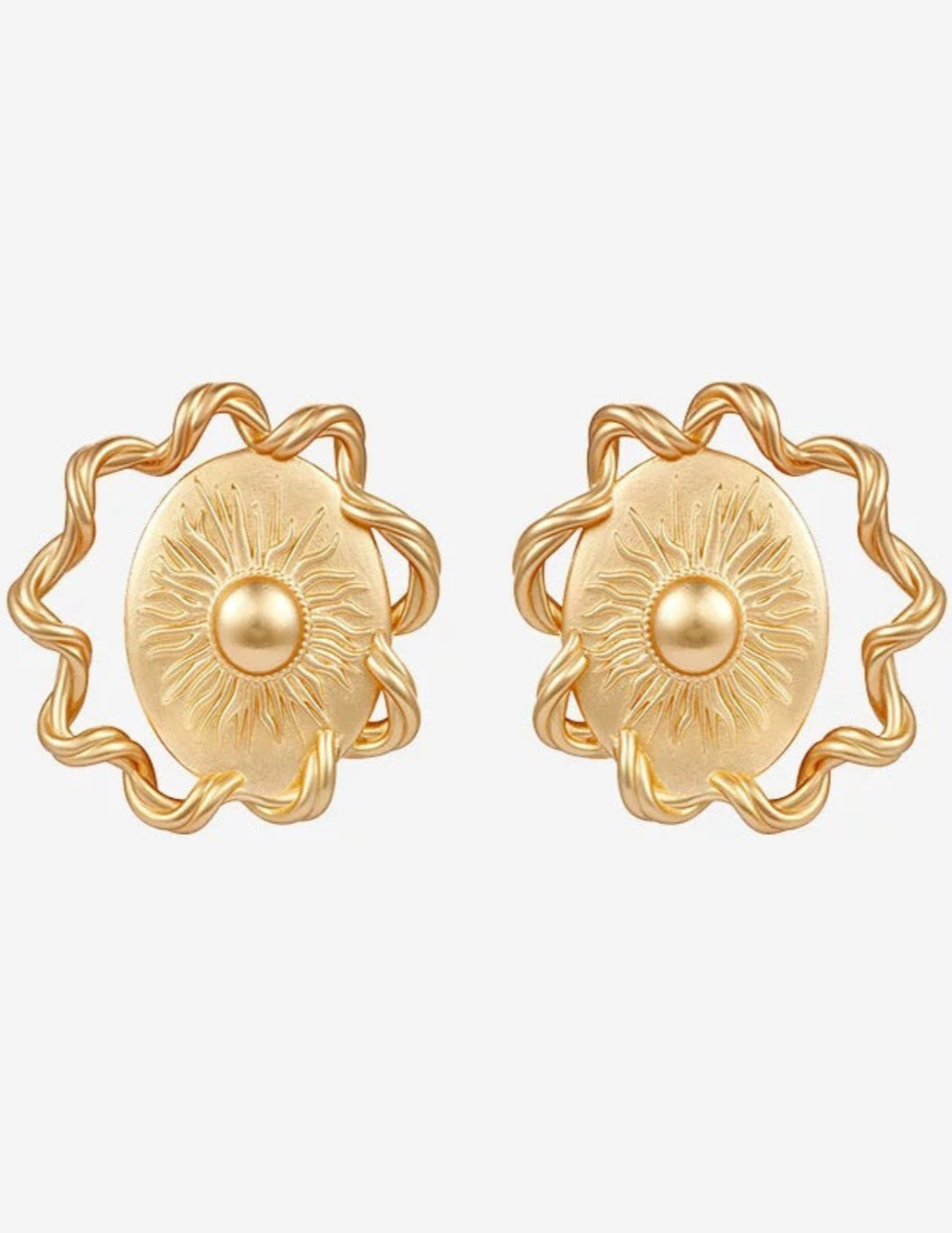 Sun Glow Bold Elegant Gold Silver Stud Earrings gembea jewelry
