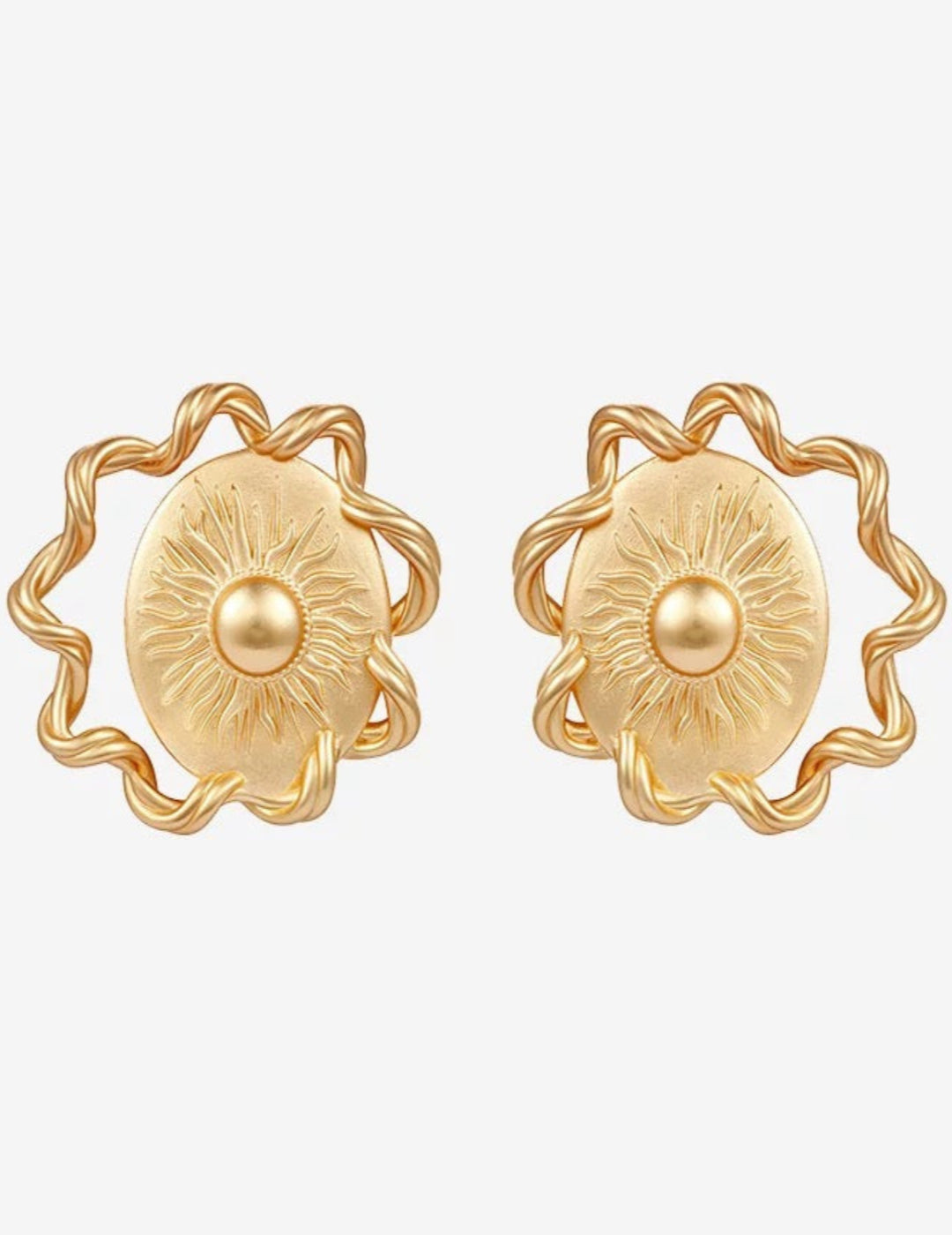 Sun Glow Bold Elegant Gold Silver Stud Earrings gembea jewelry