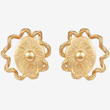 Sun Glow Bold Elegant Gold Silver Stud Earrings gembea jewelry