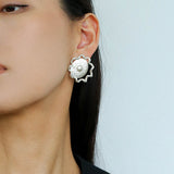 Sun Glow Bold Elegant Gold Silver Stud Earrings gembea jewelry