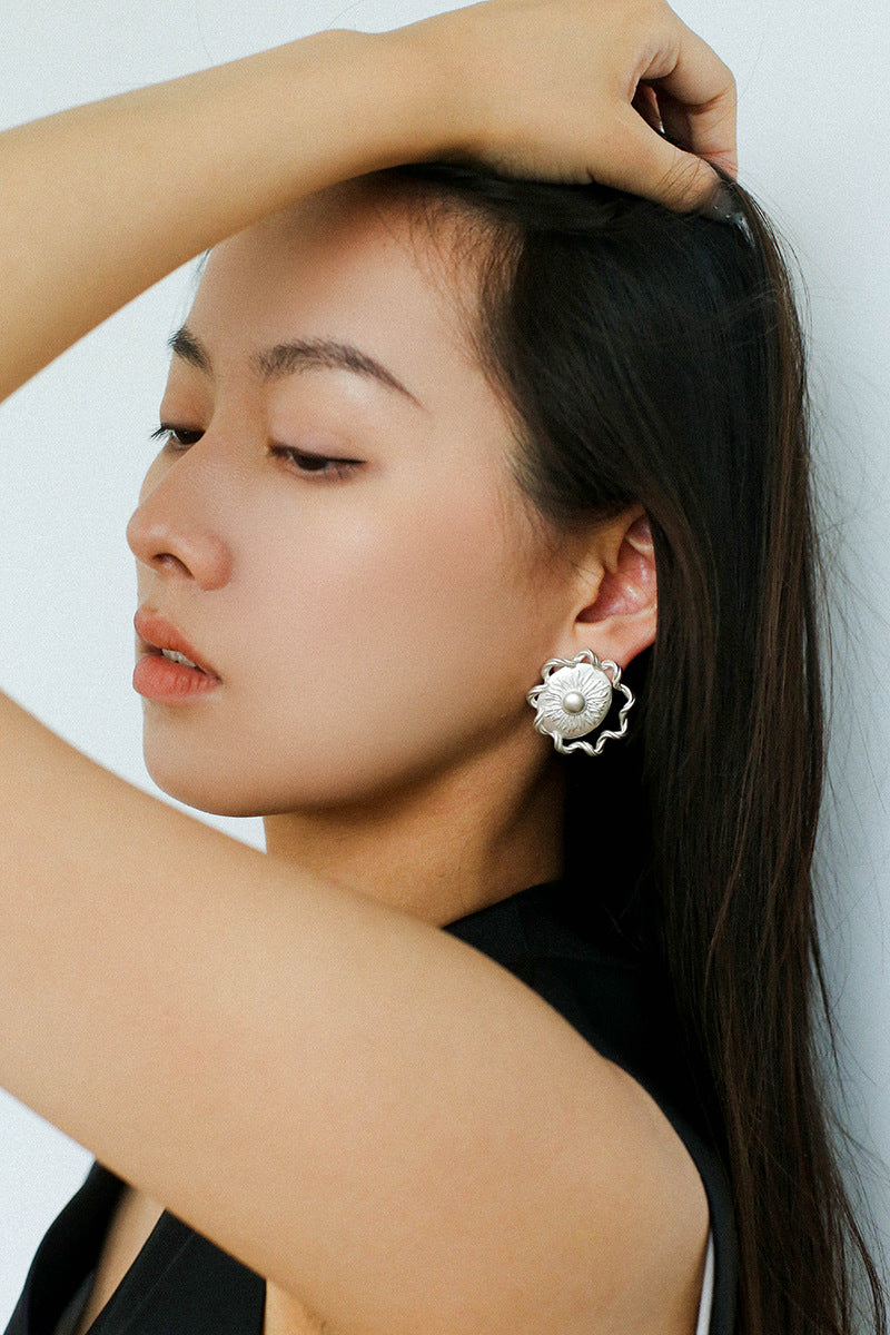 Sun Glow Bold Elegant Gold Silver Stud Earrings gembea jewelry