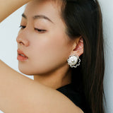 Sun Glow Bold Elegant Gold Silver Stud Earrings gembea jewelry