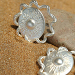Sun Glow Bold Elegant Gold Silver Stud Earrings gembea jewelry