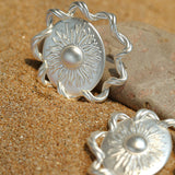 Sun Glow Bold Elegant Gold Silver Stud Earrings gembea jewelry