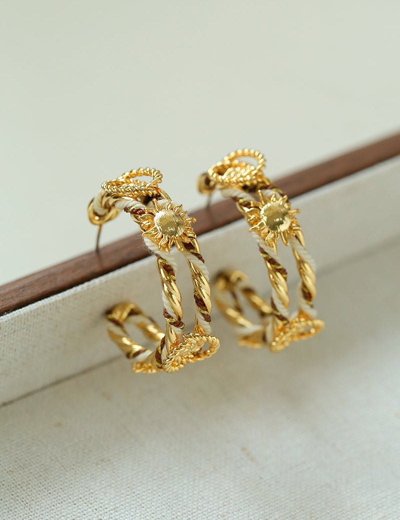 Sun Knot Gold Silver Hoop Earrings gembea jewelry
