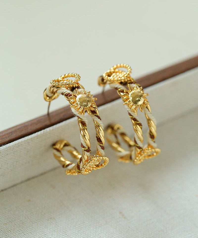 Sun Knot Gold Silver Hoop Earrings gembea jewelry