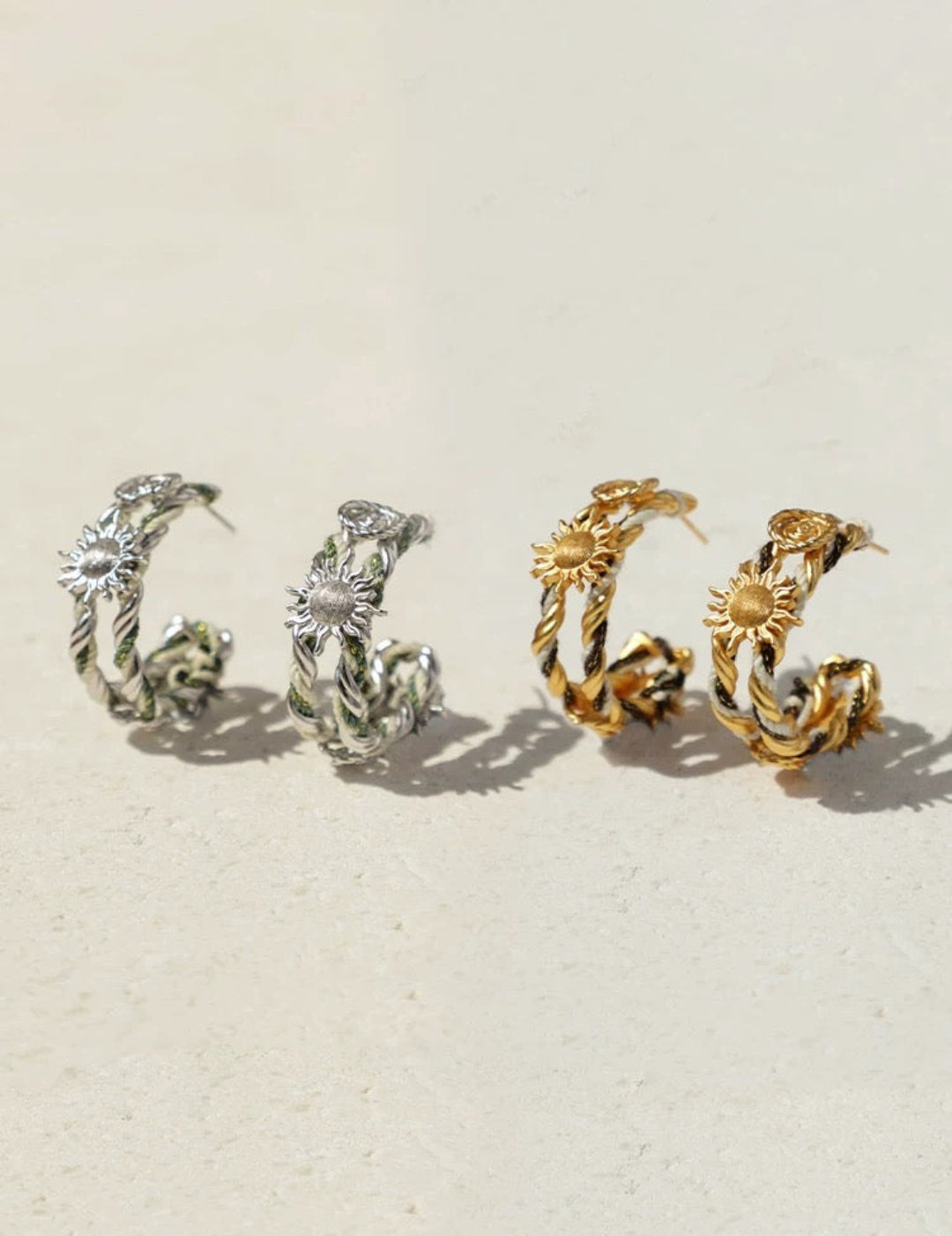 Sun Knot Gold Silver Hoop Earrings gembea jewelry