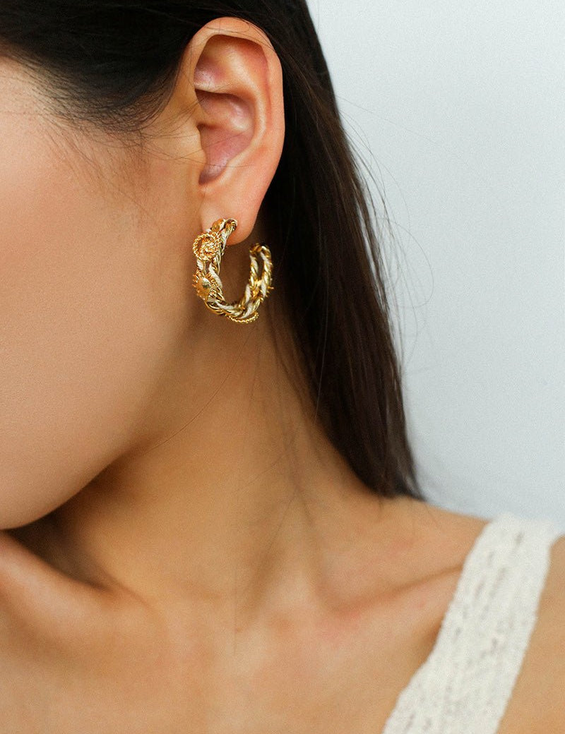Sun Knot Gold Silver Hoop Earrings gembea jewelry