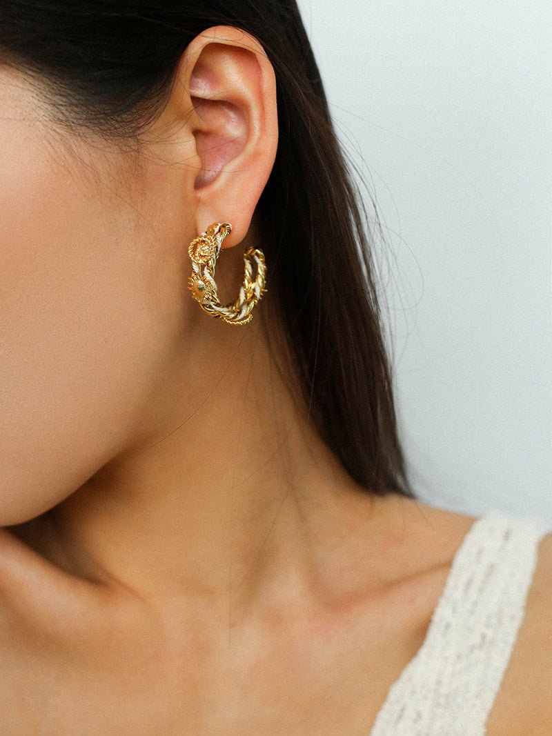Sun Knot Gold Silver Hoop Earrings gembea jewelry