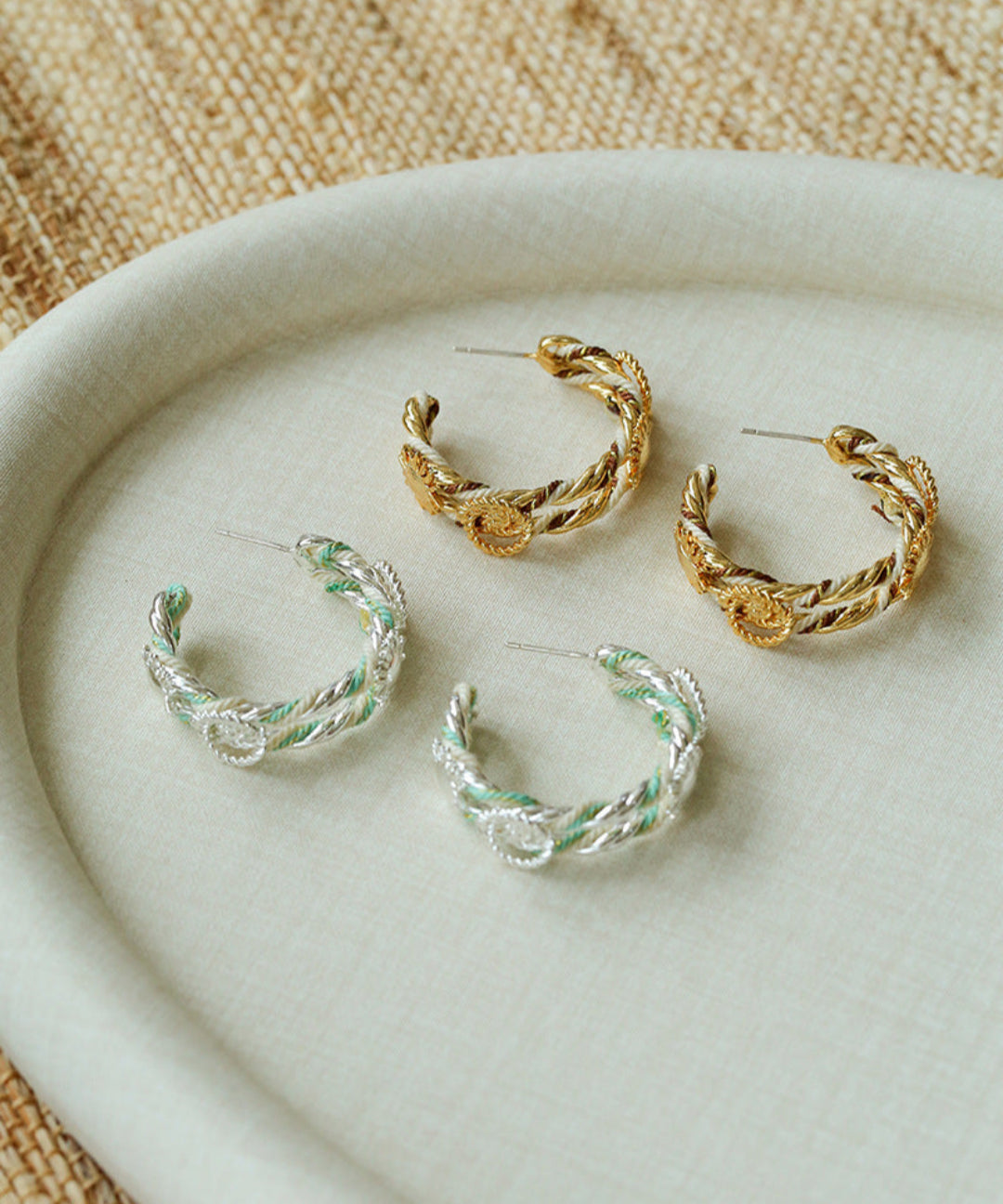 Sun Knot Gold Silver Hoop Earrings gembea jewelry