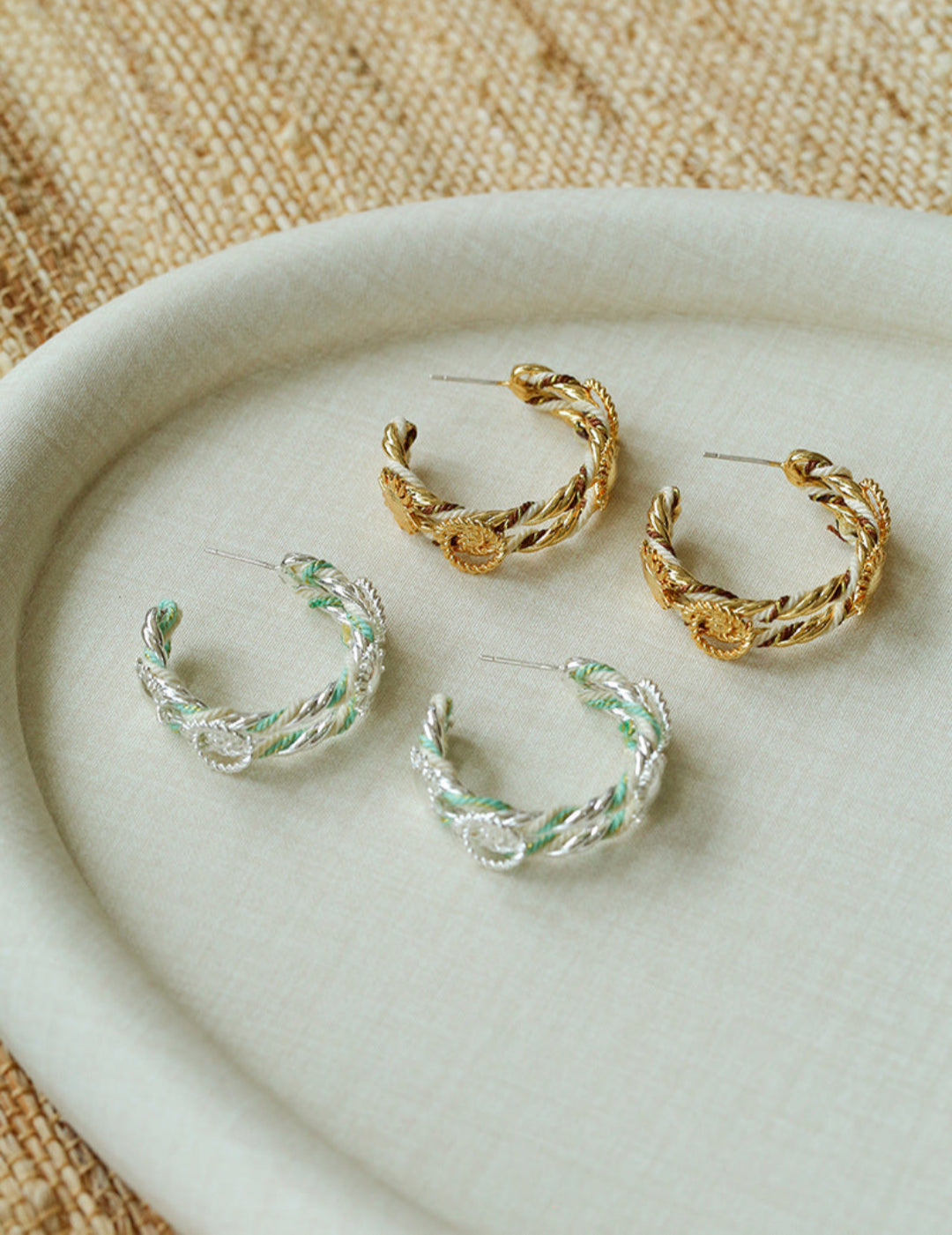 Sun Knot Gold Silver Hoop Earrings gembea jewelry