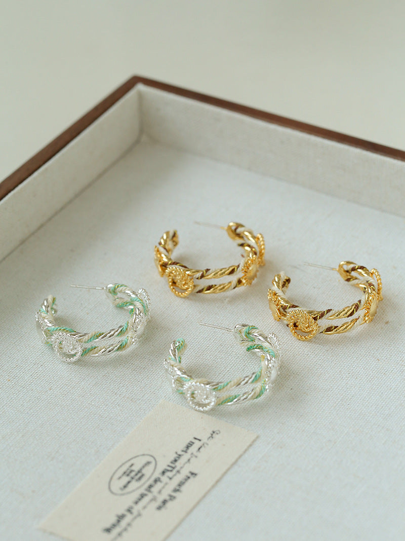 Sun Knot Gold Silver Hoop Earrings gembea jewelry