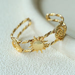 Sun Knot Woven Open Cuff God Silver Bracelet gembea jewelry