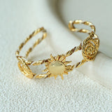 Sun Knot Woven Open Cuff God Silver Bracelet gembea jewelry