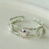 Sun Knot Woven Open Cuff God Silver Bracelet gembea jewelry