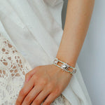Sun Knot Woven Open Cuff God Silver Bracelet gembea jewelry